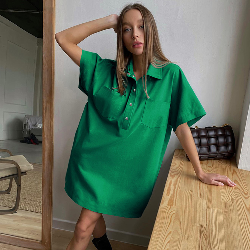 Summer New Loose American Polo Skirt Street Niche Oversize Short Skirt Cotton Pocket Women