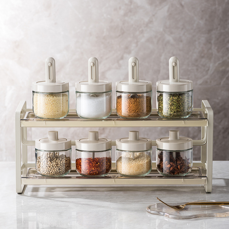 New Kitchen Seasoning Jar Storage Bottle Household Seasoning Storage Sealed Jar Moisture-Proof Spoon Cover One Seasoning Bottle
