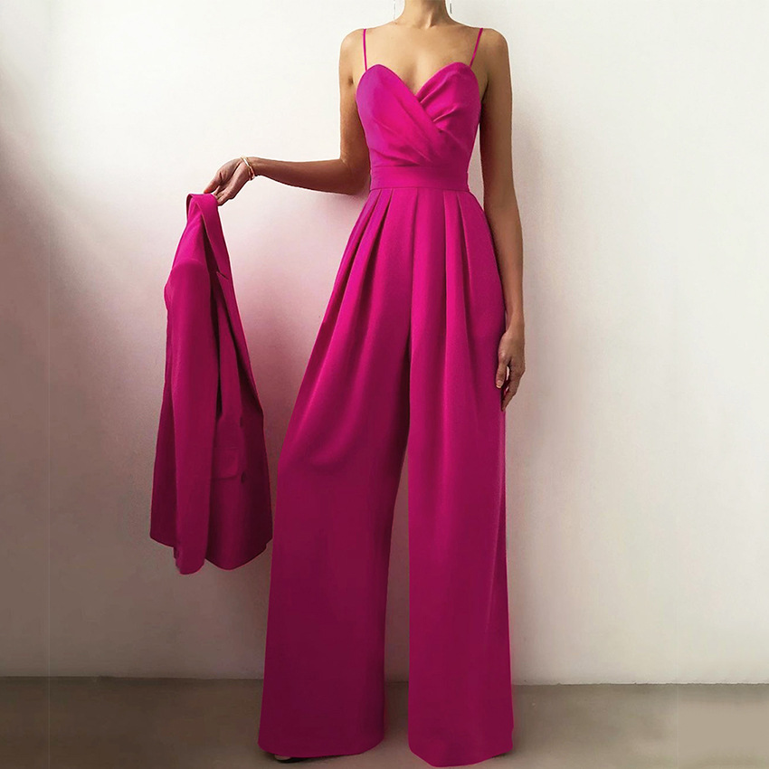Summer Suspender Jumpsuit Loose Sleeveless Jumpsuit Casual Wide Leg Pants Fashion Women's Spring