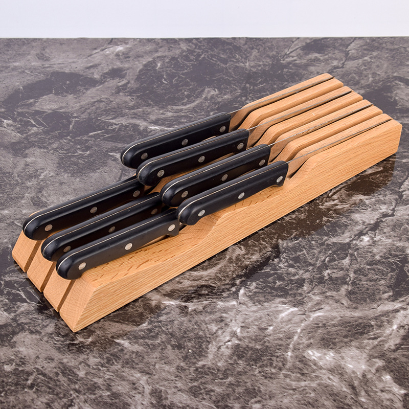 Creative Drawer Solid Wood Knife Holder Western Style Knife Storage Rack Kitchen Supplies