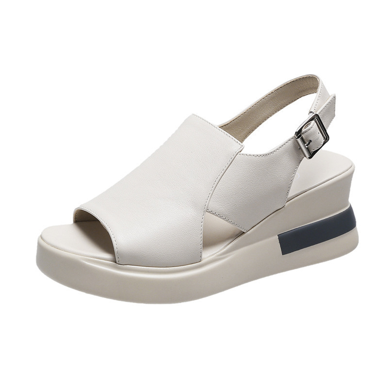 Muffin Thick Bottom Wedge Sandals Women's Summer Wear Back Empty Buckle Sandals And Slippers High-Heeled Sandals image 4