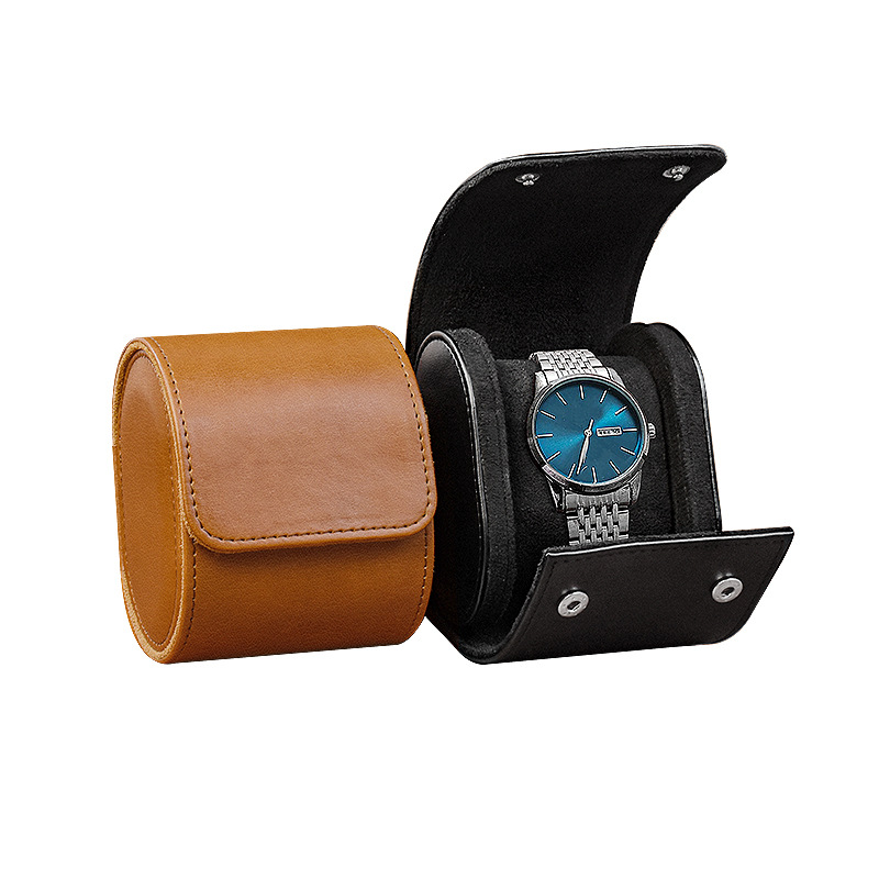 Retro Watch Protective Dustproof Display Box High Grade Sewing PU Leather Portable Watch Storage Box