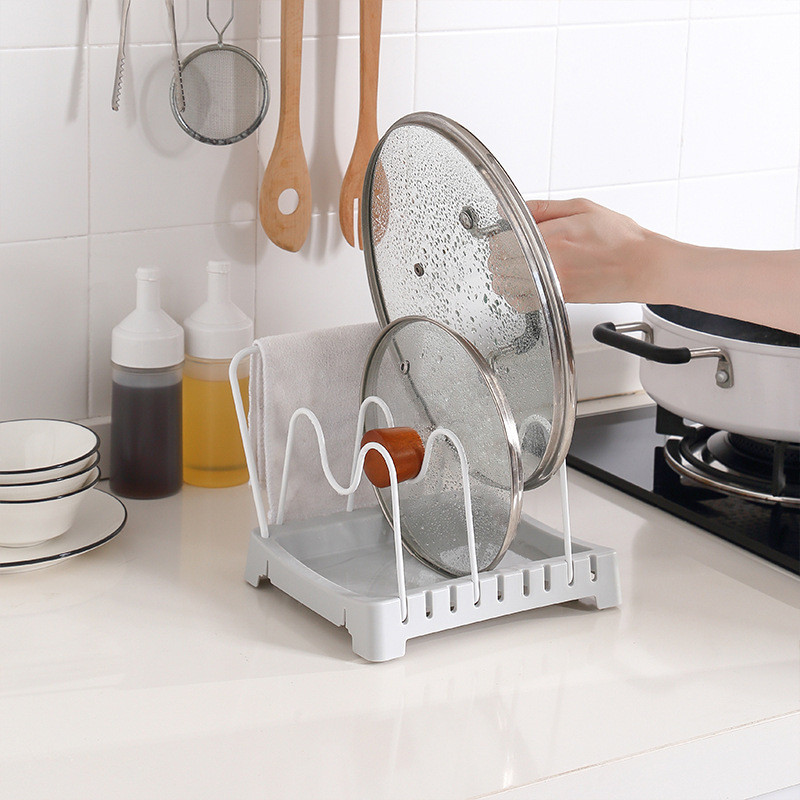Multifunctional U-Shaped Pot Cover Rack Kitchen Adjustable 3 Bracket Stove Storage Rack Vertical Chopping Board Spatula Rack
