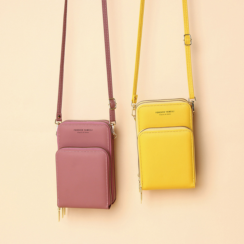 Fashion Women's Bag Large Capacity One-Shoulder Diagonal Bag Solid Color Multi-Function Mobile Phone