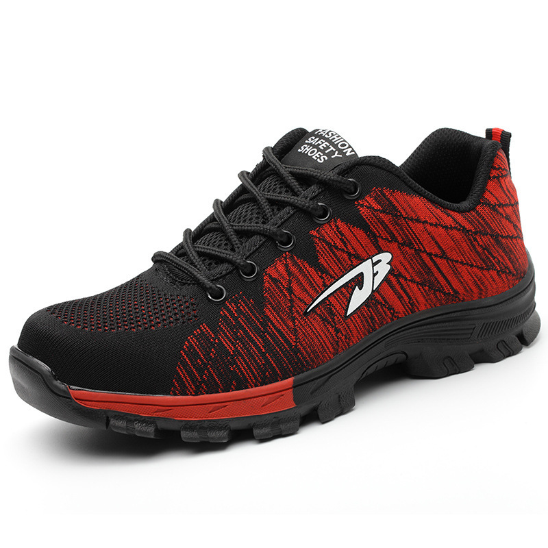 Anti-Smashing Anti-Stab Penetration Breathable Non-Slip Safety Shoes Men's Breathable Wear-Resistant Flying Woven Work Shoes image 7