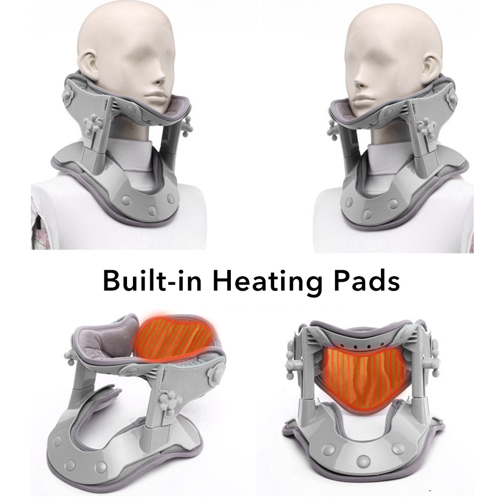 Side profile views showing mechanical side controls and heating pad activation in left and right sections