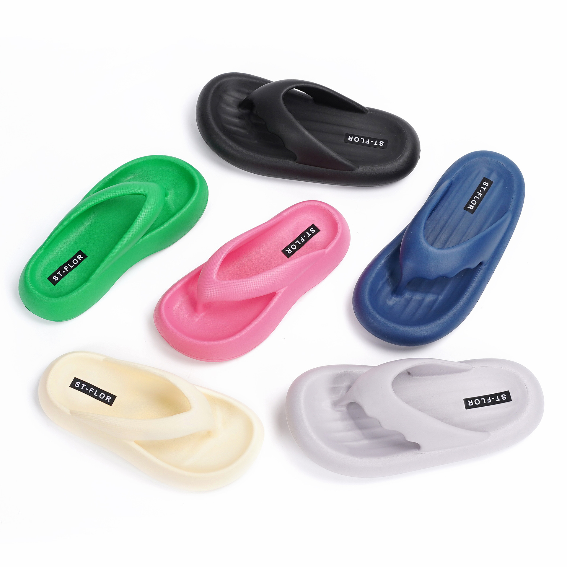 Summer Clip-Foot Bread Slippers EVA Rubber And Plastic Thick Bottom Non-Slip Herringbone Men's And Women's Slippers For Outer Wear