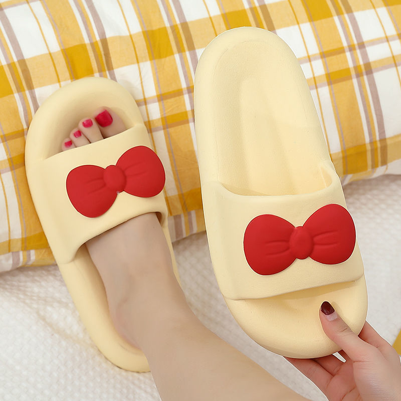 Summer Bow Cute Thick Bottom Slippers Female Student Ins Style Home Non-Slip Sandals And Slippers Can Be Worn Outside image 3