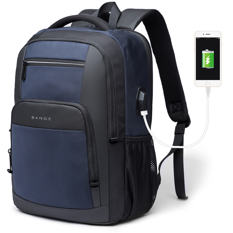 BANGE New Backpack Men's Backpack Computer Bag Casual Student School Bag USB