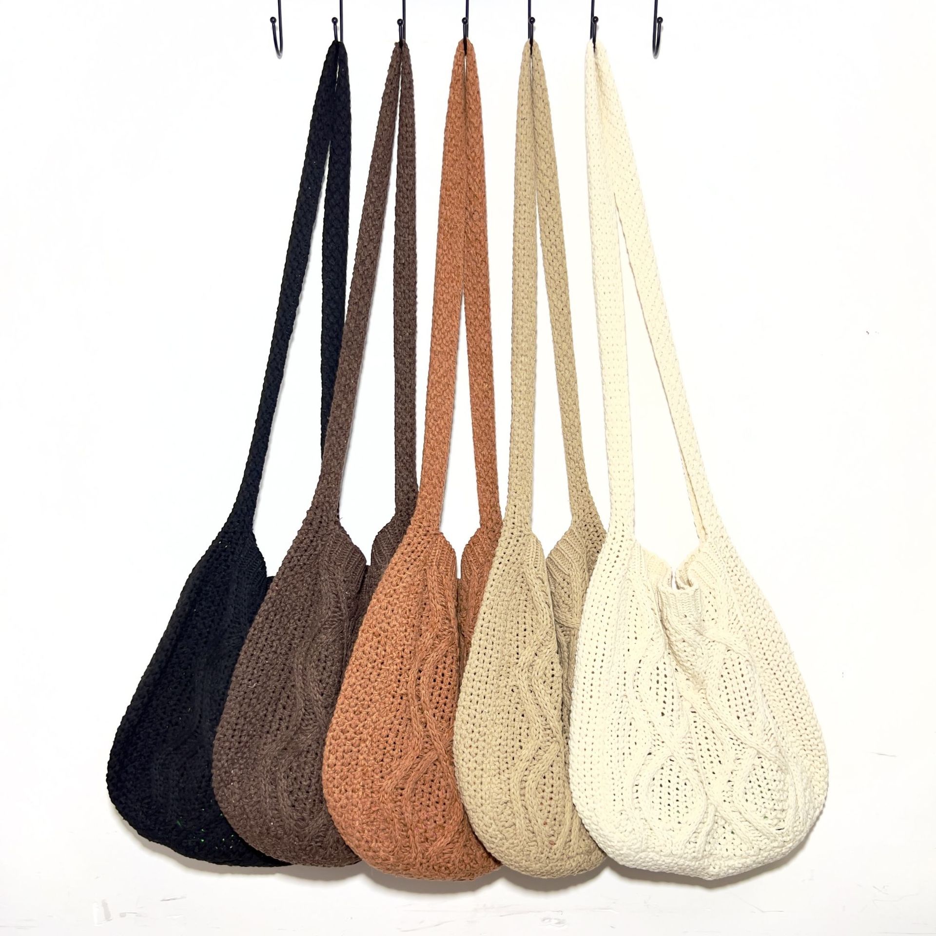 Bag Knitted Bag Messenger Bag Solid Color Tote Bag Twist Bag Retro Bag Women's Bag Trend