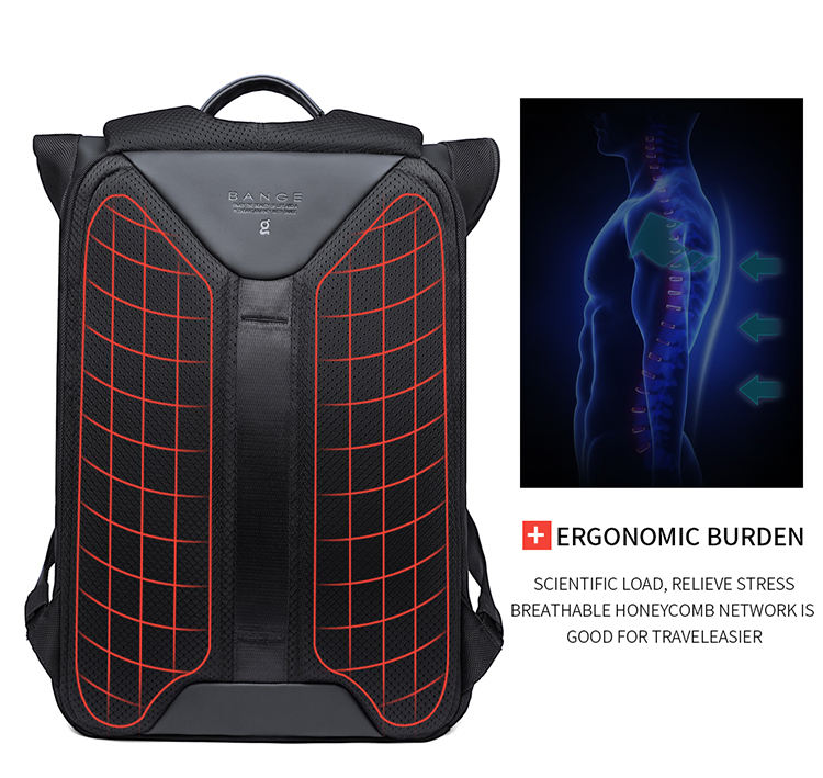 BANGE Backpack Men's Casual Business Backpack Travel Large Capacity Student Schoolbag Backpac