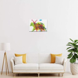 Stegosaurus canvas print, USA made, 12x8 inch framed art for home decor