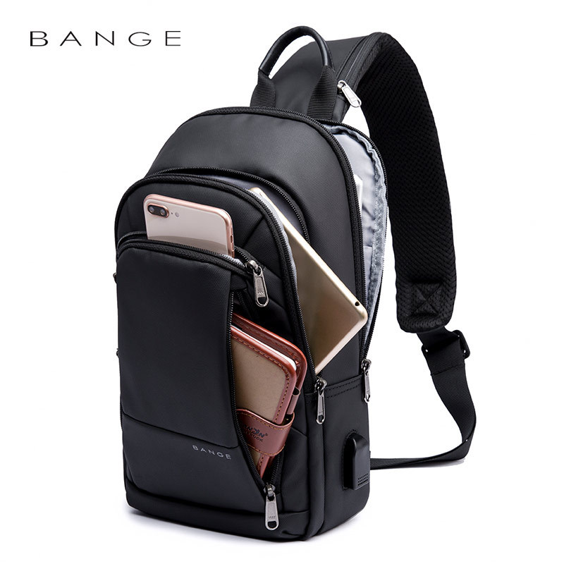 Chest Bag Men's Business Charging Messenger Bag Trendy Messenger Bag Waterproof Oxford Cloth