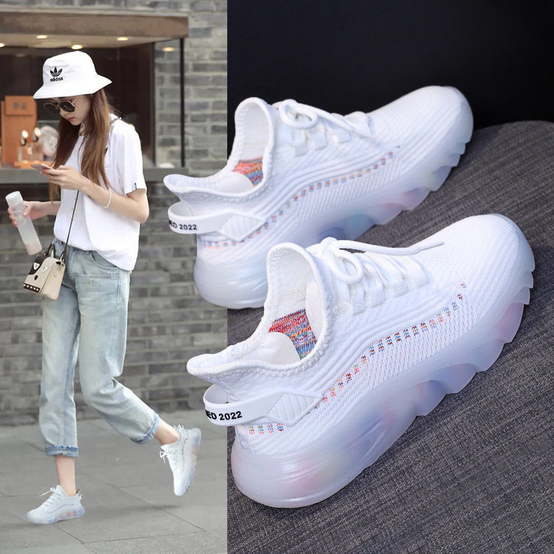 Spring And Summer Trend All-Match Korean Lace-Up Women's Sneakers Jelly Bottom Net Red Shoes Low-Top Breathable Casual Shoes