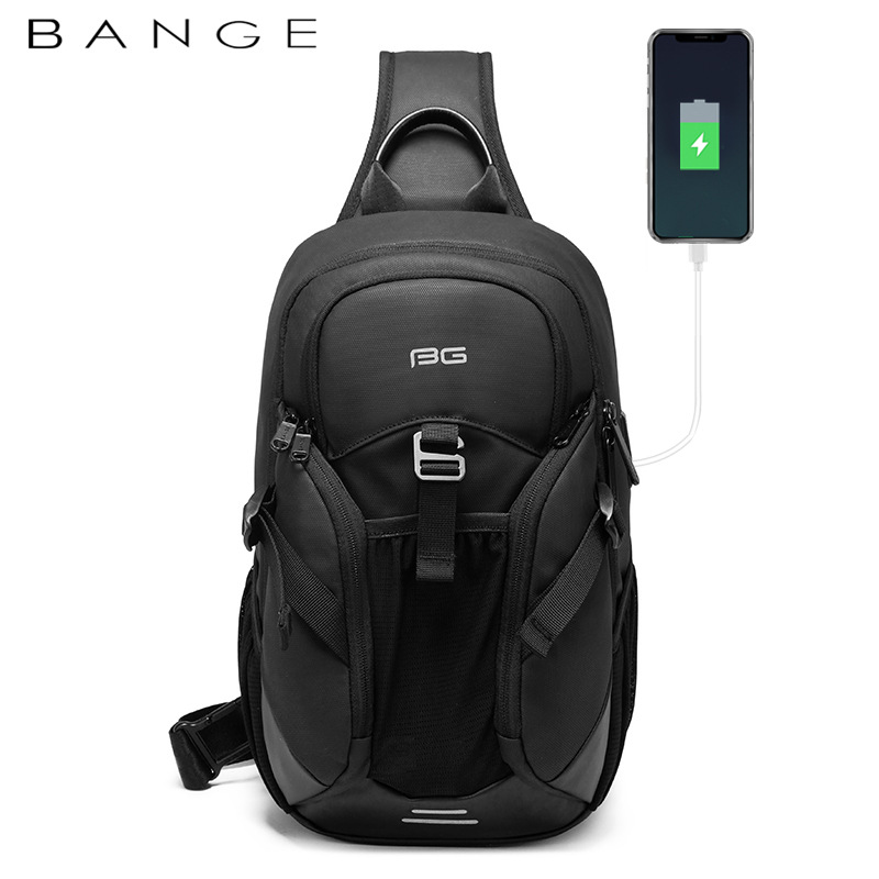 Men's Summer Chest Bag Fashion Trend Atmospheric Business Messenger Bag All-Match USB Shoulder Bag