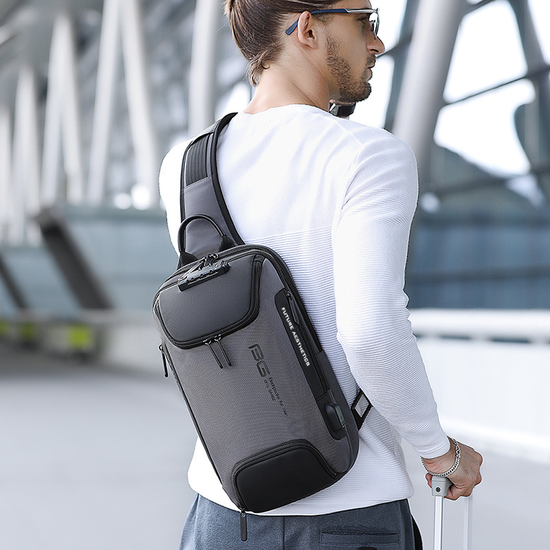 BANGE New Chest Bag Men's Business Anti-Theft Shoulder Bag Technology USB Lightweight Outdoor Men's