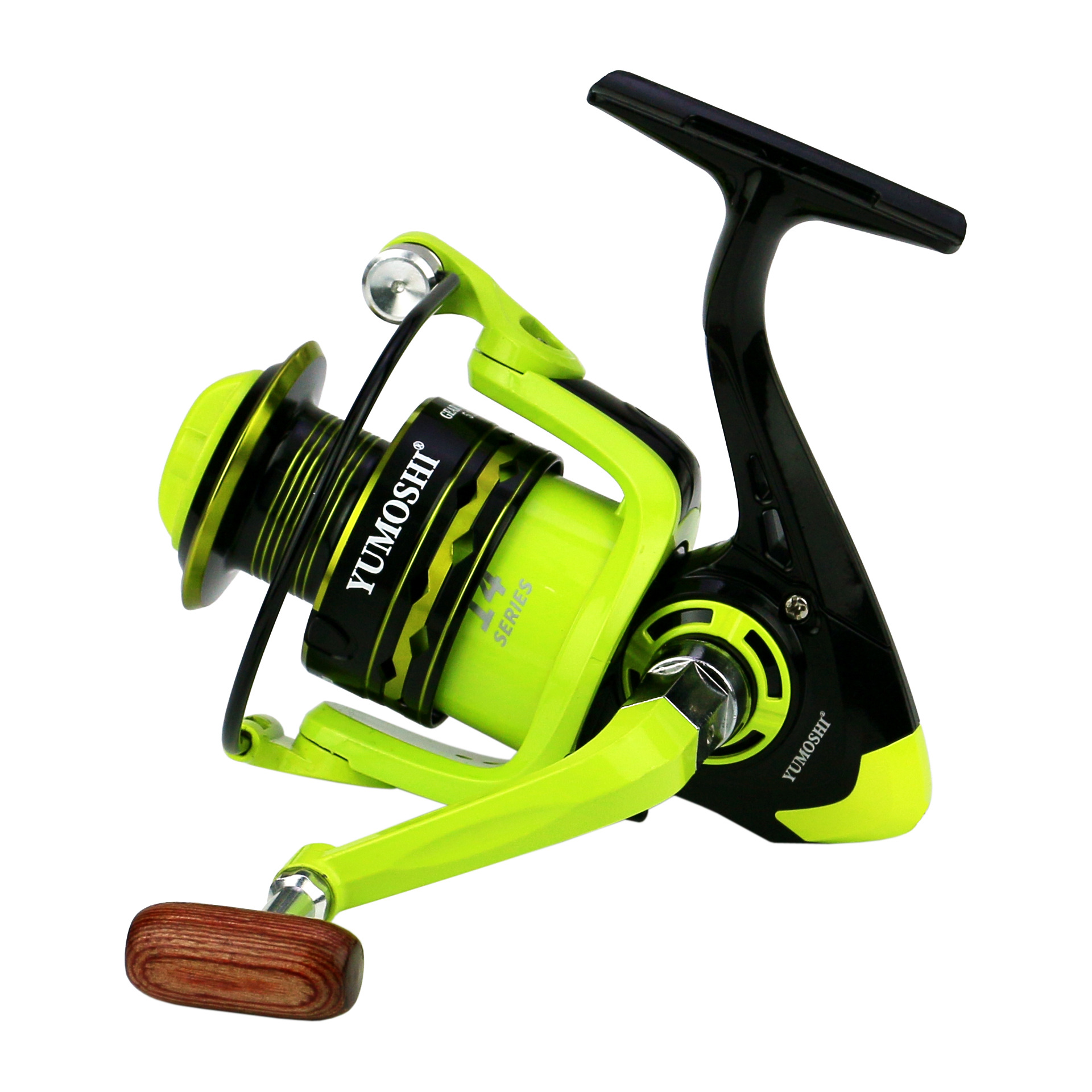 YUMOSHI Spinning Wheel Metal Wire Cup Fishing Wheel Luya Fishing Spinning Rock Rod Throwing Green