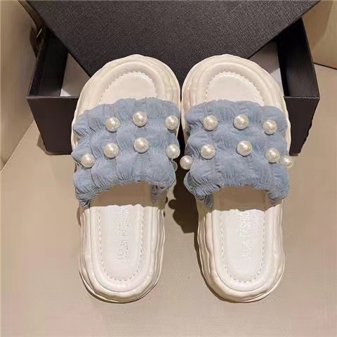 Fairy Style Sandals Summer Korean Style Women's Sandals And Slippers With Pearl Thick-Soled Beach Shoes image 5