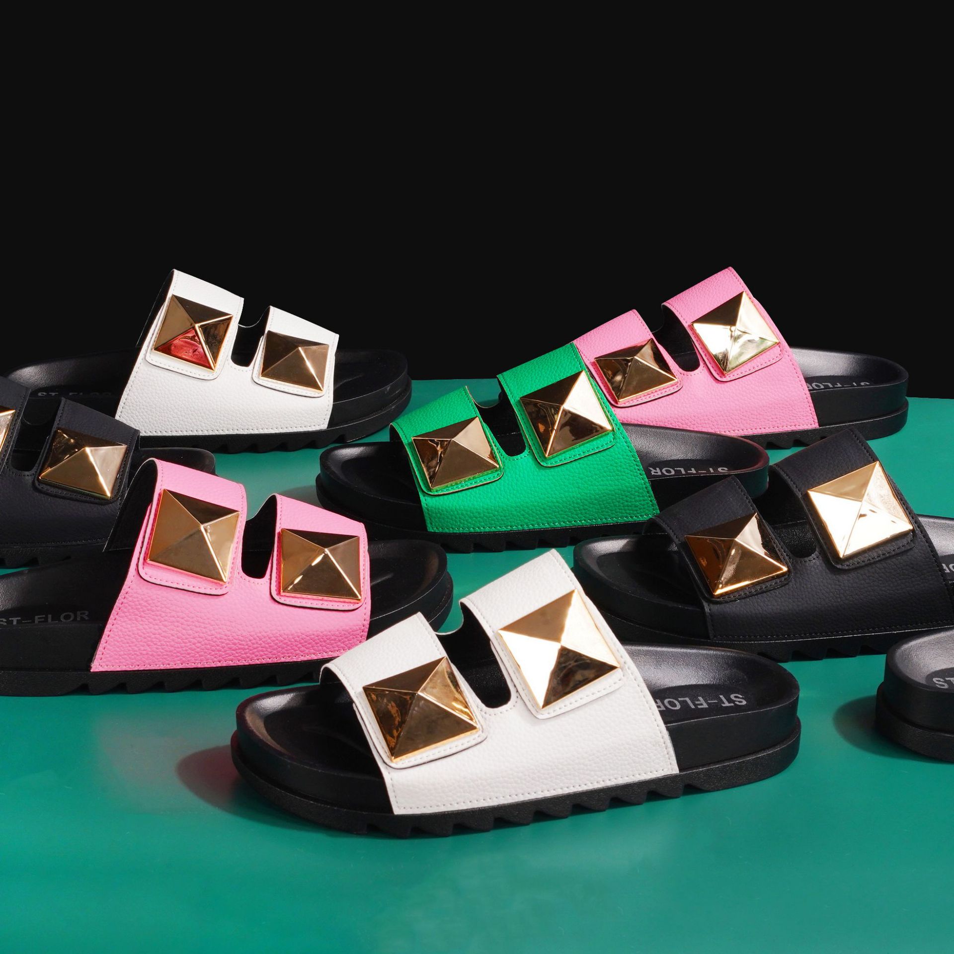 Summer Casual Liuding Double Button One Word Flat Bottom Sandals And Slippers Thick Bottom Outer Wear Slippers image 3