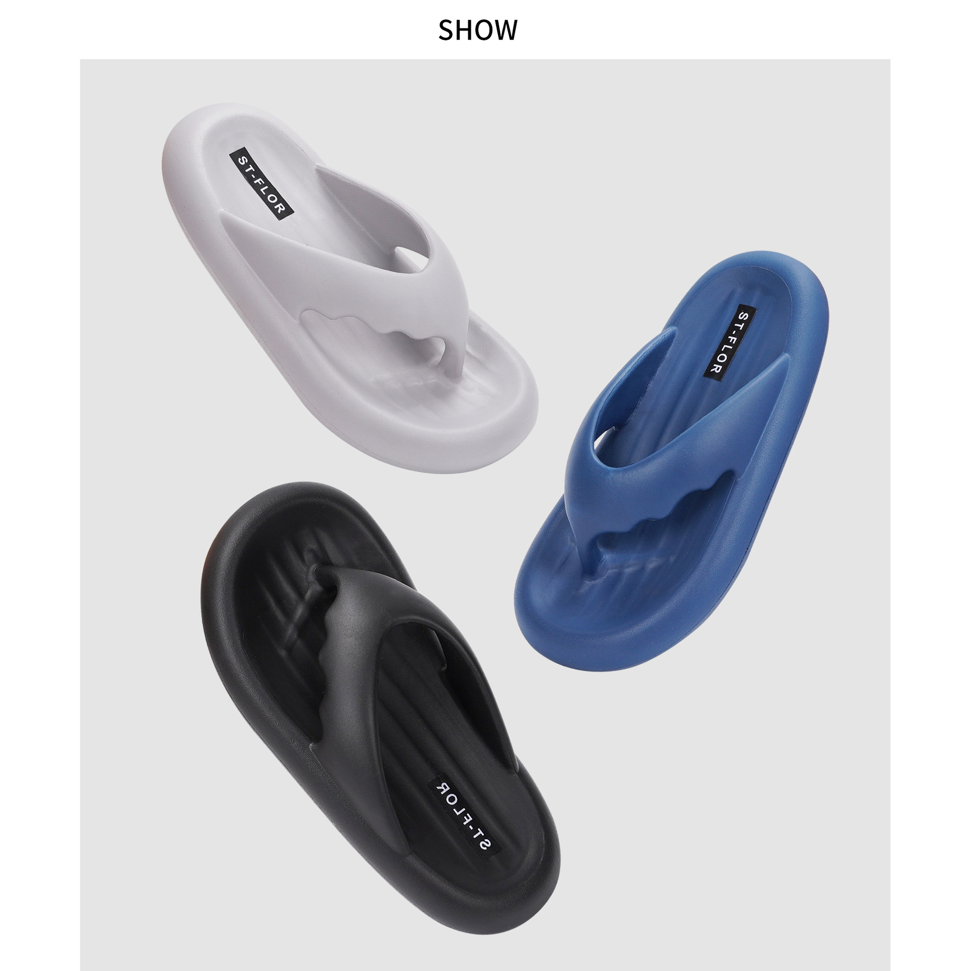 Summer Clip-Foot Bread Slippers EVA Rubber And Plastic Thick Bottom Non-Slip Herringbone Men's And Women's Slippers For Outer Wear image 4