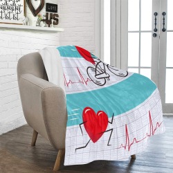 Ultra-Soft Micro Fleece Blanket with Red Heart and EKG Design | Inkedjoy