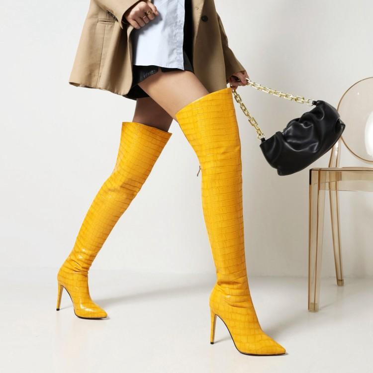 Shoes Women's Sexy Pointed Toe Stiletto High-Heeled Over-The-Knee Boots Shoes