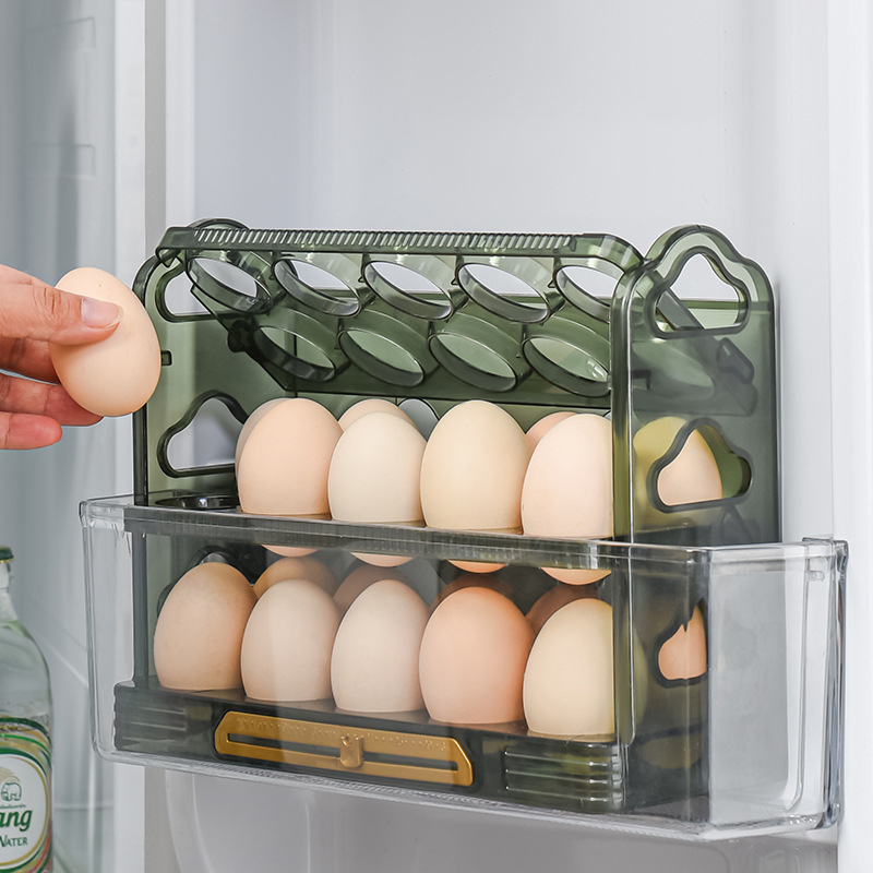 Creative Refrigerator Side Door Egg Tray Food-Grade Flip Storage Box Multi-Layer Large-Capacity Flip Egg Tray