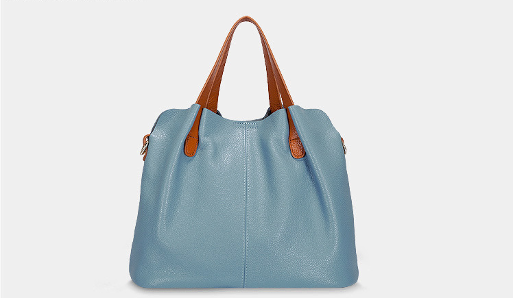 Large Leather Tote Bag with Shoulder Strap front view