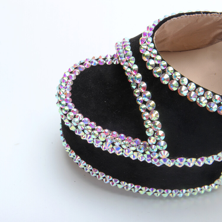 Summer 15cm Super High Heel Full Diamond Open Toe Sandals Banquet Performance Thick Heel Waterproof Platform Rhinestone Women's Shoes image 2