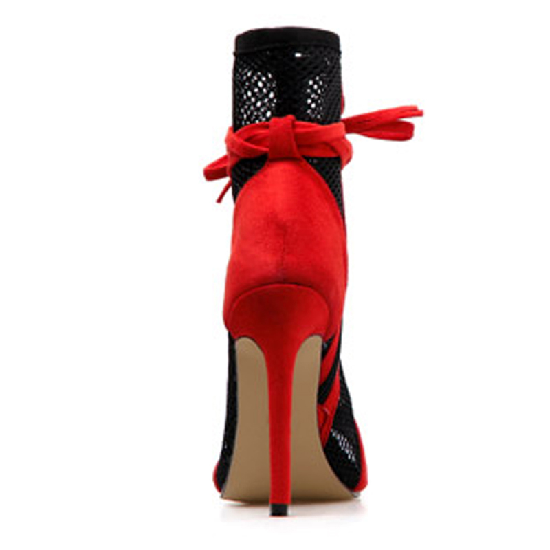 Sexy Mesh Hollow Fish Mouth Sandals Hollow Mesh Fish Mouth Cool Boots Nightclub Lace Roman Sandals image 4