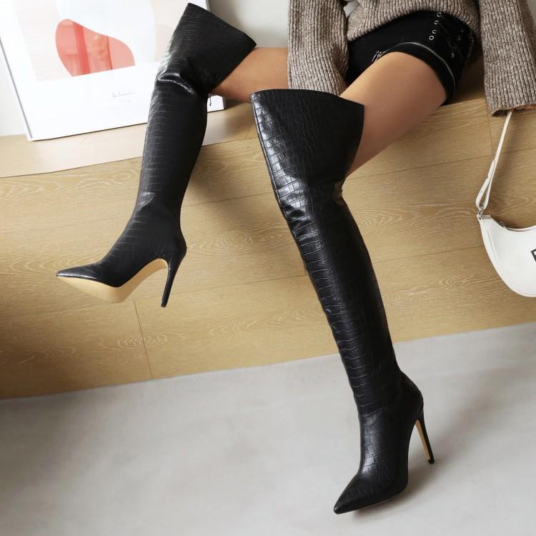 Shoes Women's Sexy Pointed Toe Stiletto High-Heeled Over-The-Knee Boots Shoes
