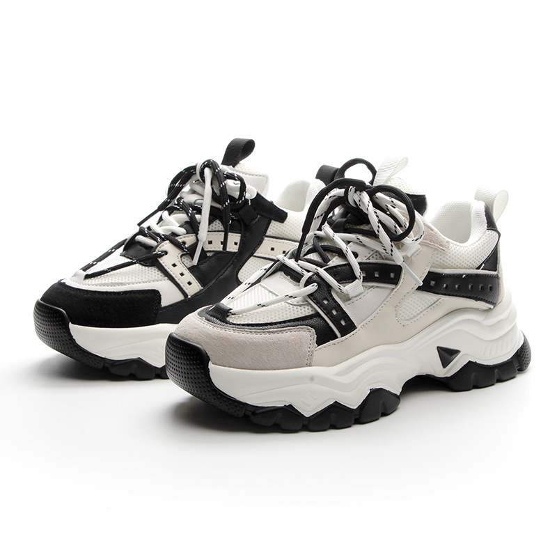 Thick-Soled Shoes Women's Spring White Shoes Mesh Breathable Sneakers Ins Trend image 5