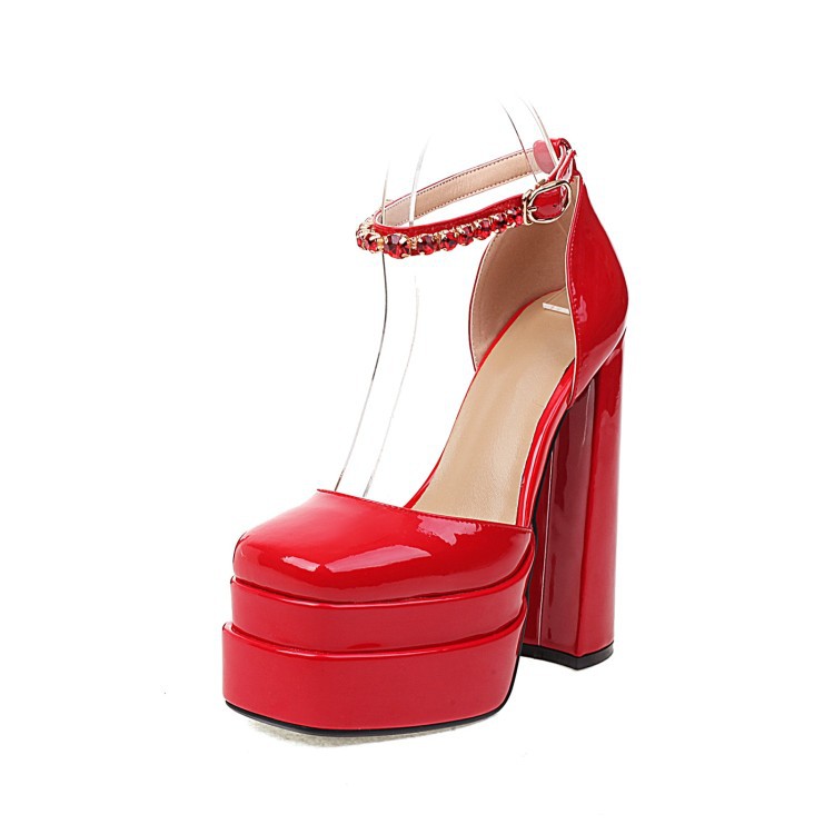Summer High-Heeled Toe Sandals Sequined Women's Shoes Thick-Heeled 40-43 image 4
