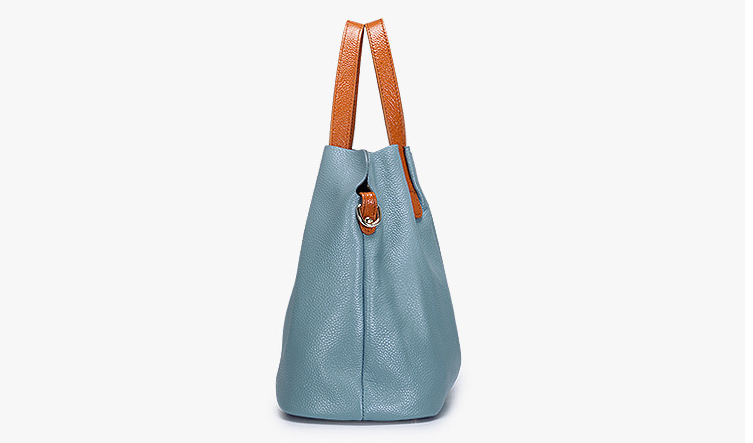 Large Leather Tote Bag with Shoulder Strap side view