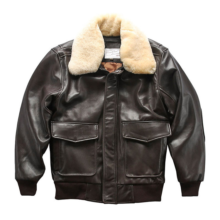 Sheepskin Jacket Casual Aviation Flight Suit Leather Jacket - Picture 7 of 7