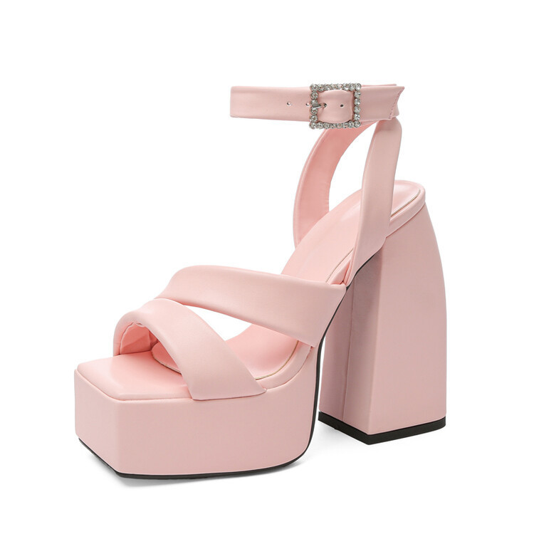 Summer High-Heeled Sandals Women's 40-43 Waterproof Platform Square Toe Shoes image 6