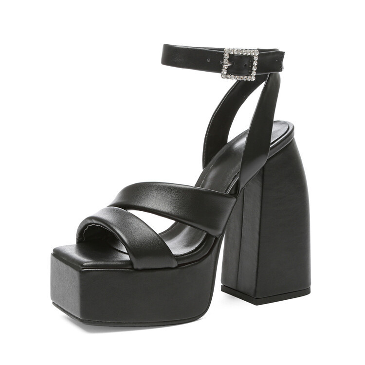 Summer High-Heeled Sandals Women's 40-43 Waterproof Platform Square Toe Shoes image 5