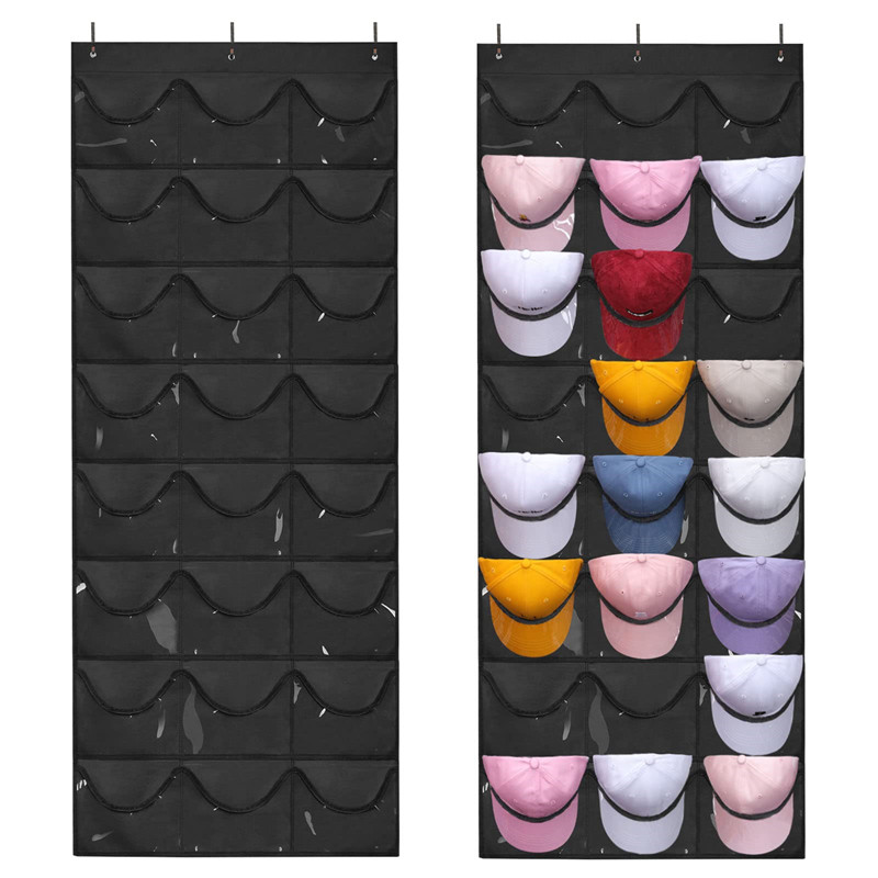 24 Grid Simple Fabric Mesh Storage Hanging Bag Jewelry Hand Decorated Baseball Cap Storage Hanging Bag