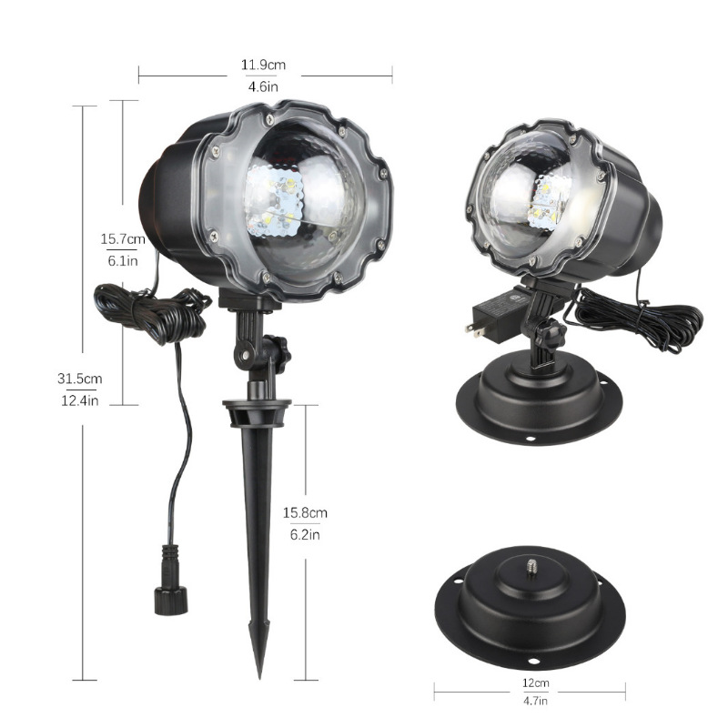 Mini Snow Projector IP65 Mobile Snow Outdoor Garden Laser Projector Light Christmas Snowflake