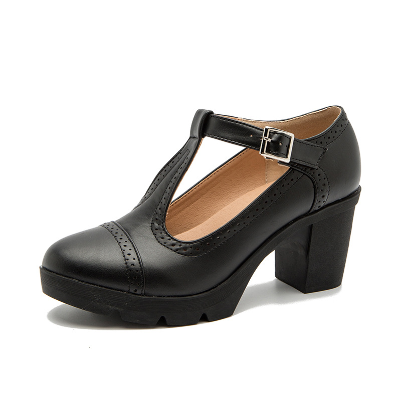 Single Shoe Thick Heel High Heel Soft Leather Versatile Black French Work Shoes Small Leather Shoes Mary Jane Shoes image 4