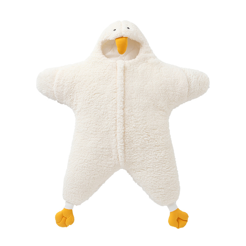 Little Yellow Duck Baby Wrapped with Lamb Fleece Thickened Newborn Baby Wrapped with Anti Startle