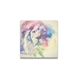 6x6 Frame Canvas Print of a lion watercolor painting. Solid wood frame.