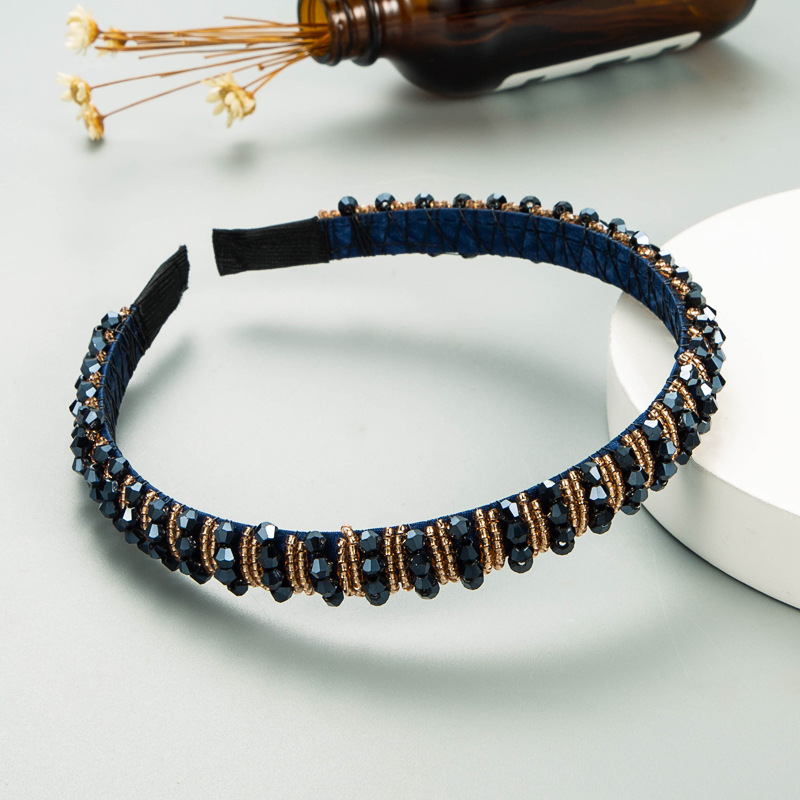 Navy and black headbands with faceted bead trim
