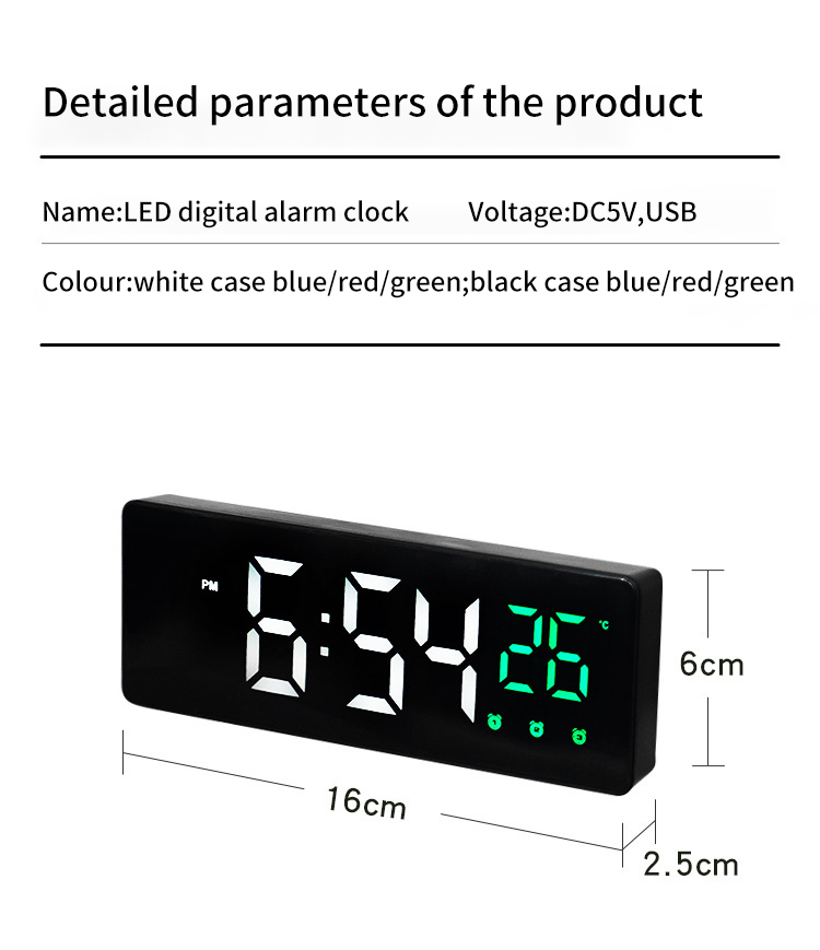 Detailed parameters of the small led clock