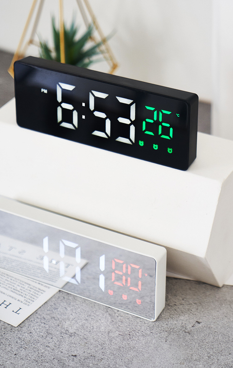 Black and white mini alarm clock