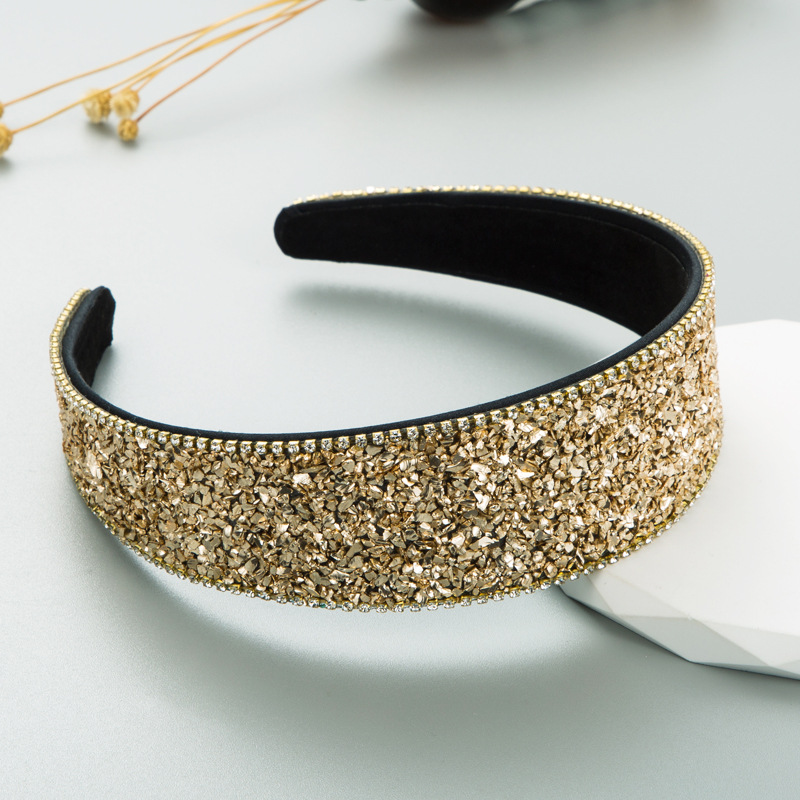 Champagne gold headband with reflective stone texture