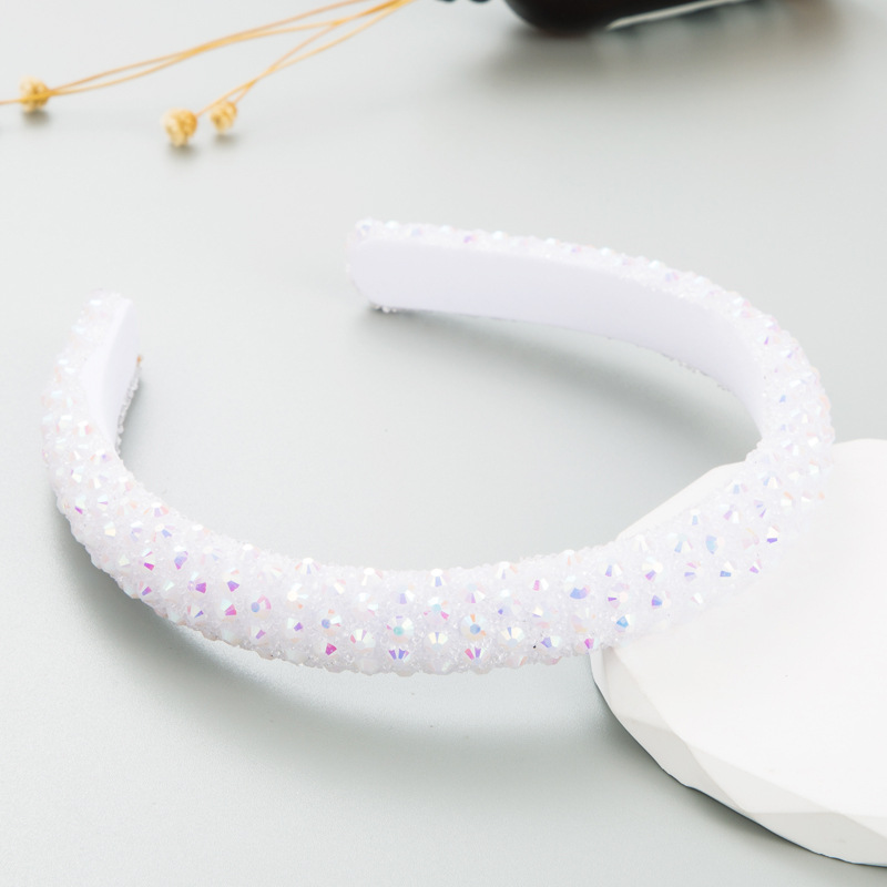 Ivory white rhinestone headband with iridescent stones