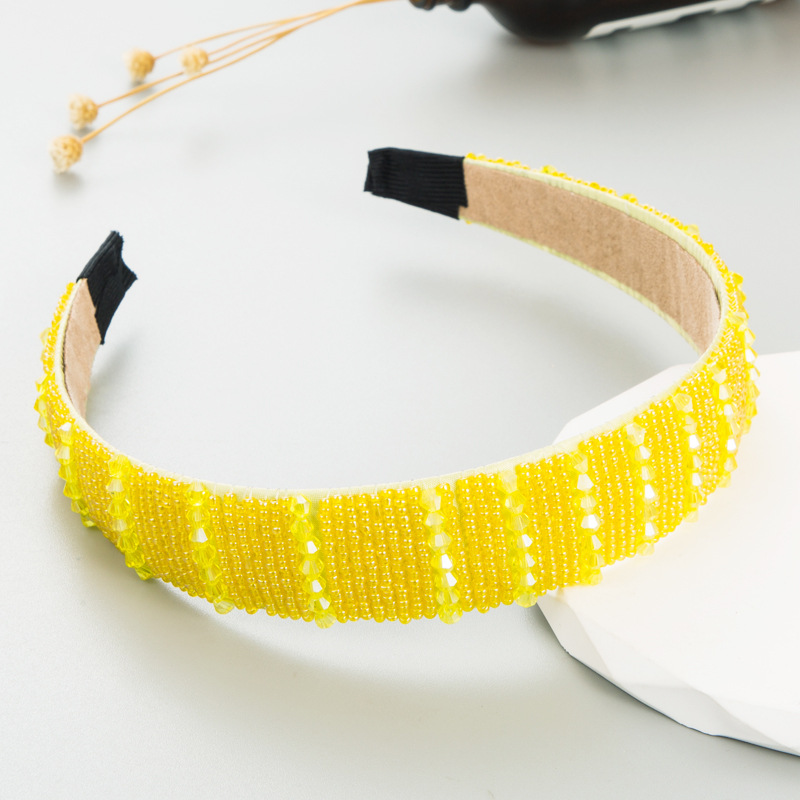 Beaded headband ready for a relaxed skincare routine