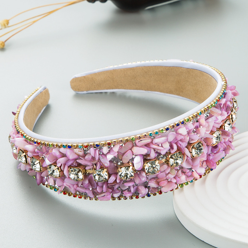 Candy pink headband showing crystals and textured embellishment