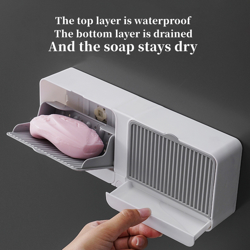 Drain Soap Holder Clamshell Non-Perforated Soap Box Large Capacity Hanging Wall Soap Box Net Red High-Grade Laundry Soap Box